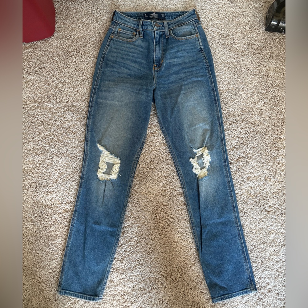 Hollister Blue Skinny Jeans with Distressed Details